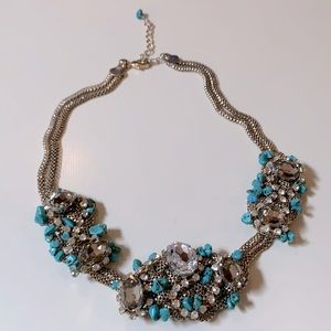 Rhinestone and turquoise statement necklace